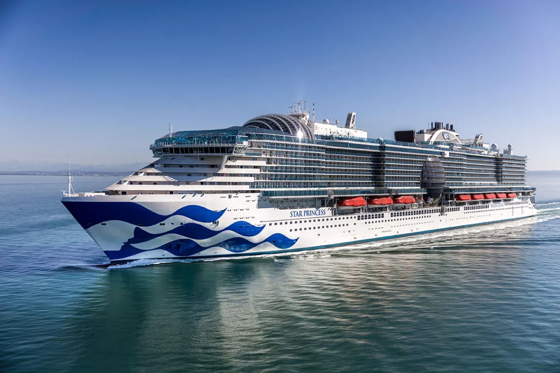 A Princess Cruises ship on sea trials