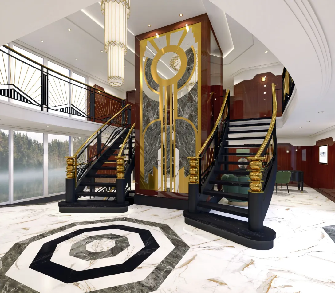 Artists impression of the lobby onboard S.S. Marlene