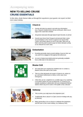 Accompanying Notes - Cruise Essentials - New to Selling Cruise