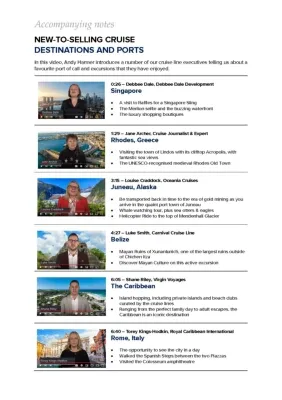 Accompanying Notes - Destinations and Ports - New to Selling Cruise