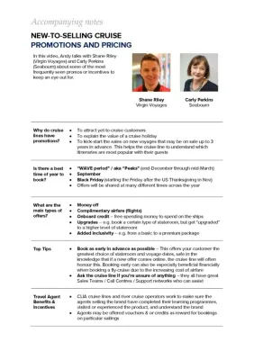 Accompanying Notes - Promotions and Pricing - New to Selling Cruise