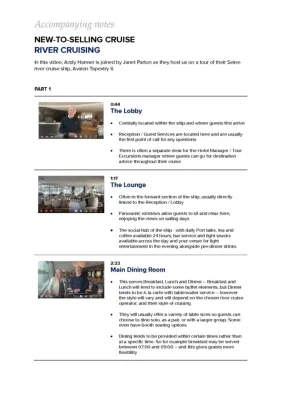 Accompanying Notes - River Cruising - New to Selling Cruise
