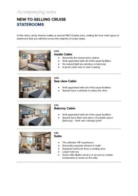 Accompanying Notes - Staterooms - New to Selling Cruise