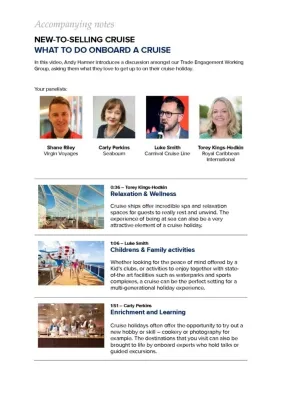 Accompanying Notes - What to do onboard a cruise - New to Selling Cruise