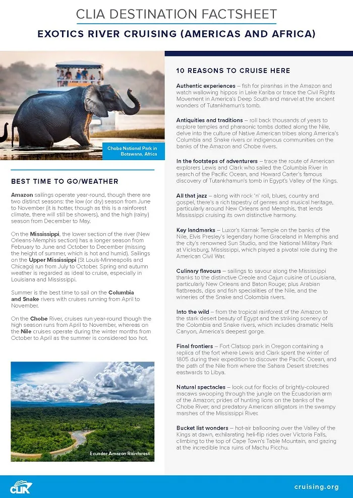 Exotics River Cruising – Americas and Africa