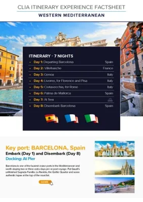 Itinerary Experience - Western Mediterreanean ex Barcelona - New to Selling Cruise