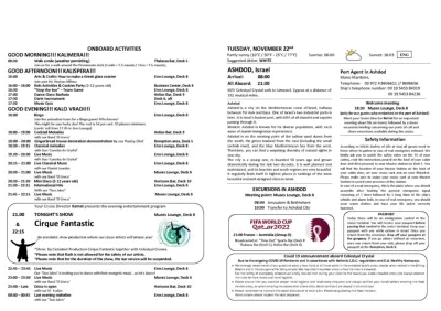 Sample Daily Planner  Celestyal Ashdod Israel - New to Selling Cruise