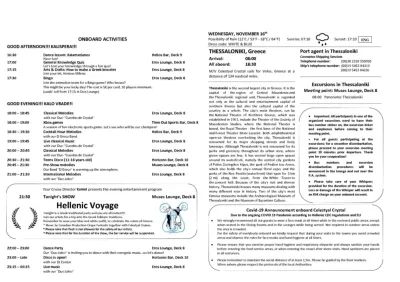 Sample Daily Planner  Celestyal Thessaloniki Greece - New to Selling Cruise